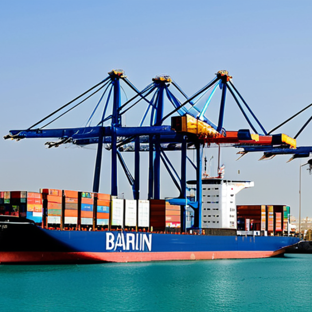 바레인의 항구 - Modern Port Infrastructure**

"A bustling, modern port scene in Bahrain, showcasing advanced contain...