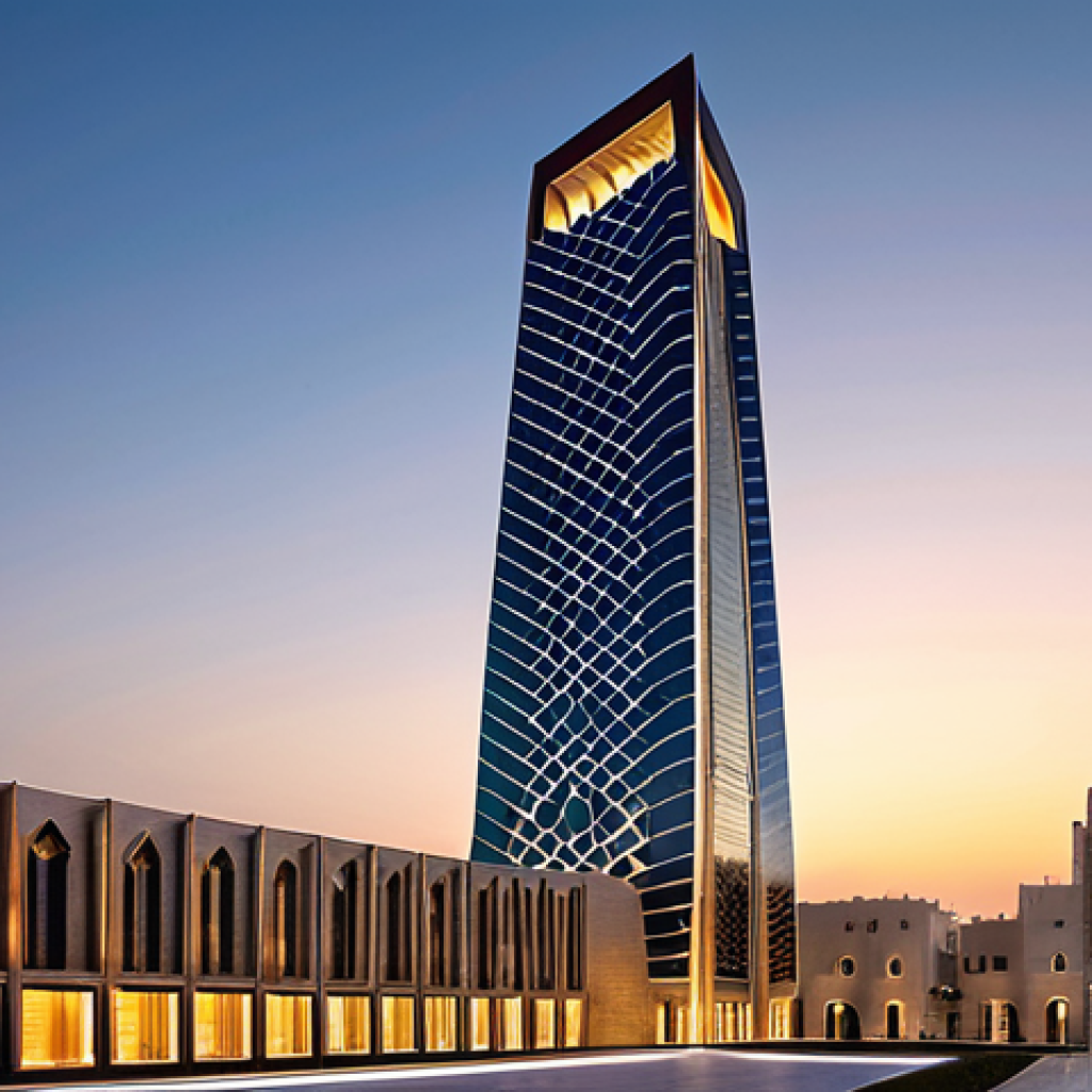 바레인의 초고층 건물 - **A "Manama Fusion" Skyscraper Exterior:** A breathtaking, state-of-the-art skyscraper in Manama, Ba...