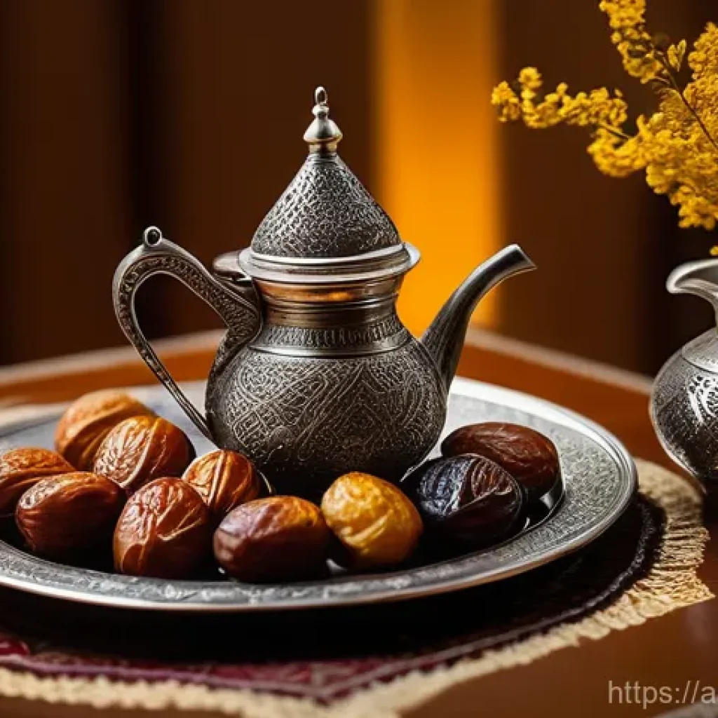 바레인의 로컬 식재료 - **Prompt 1: A Traditional Bahraini Date and Coffee Gathering**
    A warm, inviting, and highly deta...