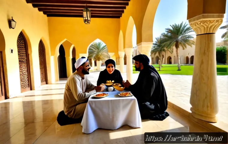 바레인 현지인의 생활 방식 - Photorealistic everyday life in Bahrain, a multigenerational Bahraini family in modest traditional c...